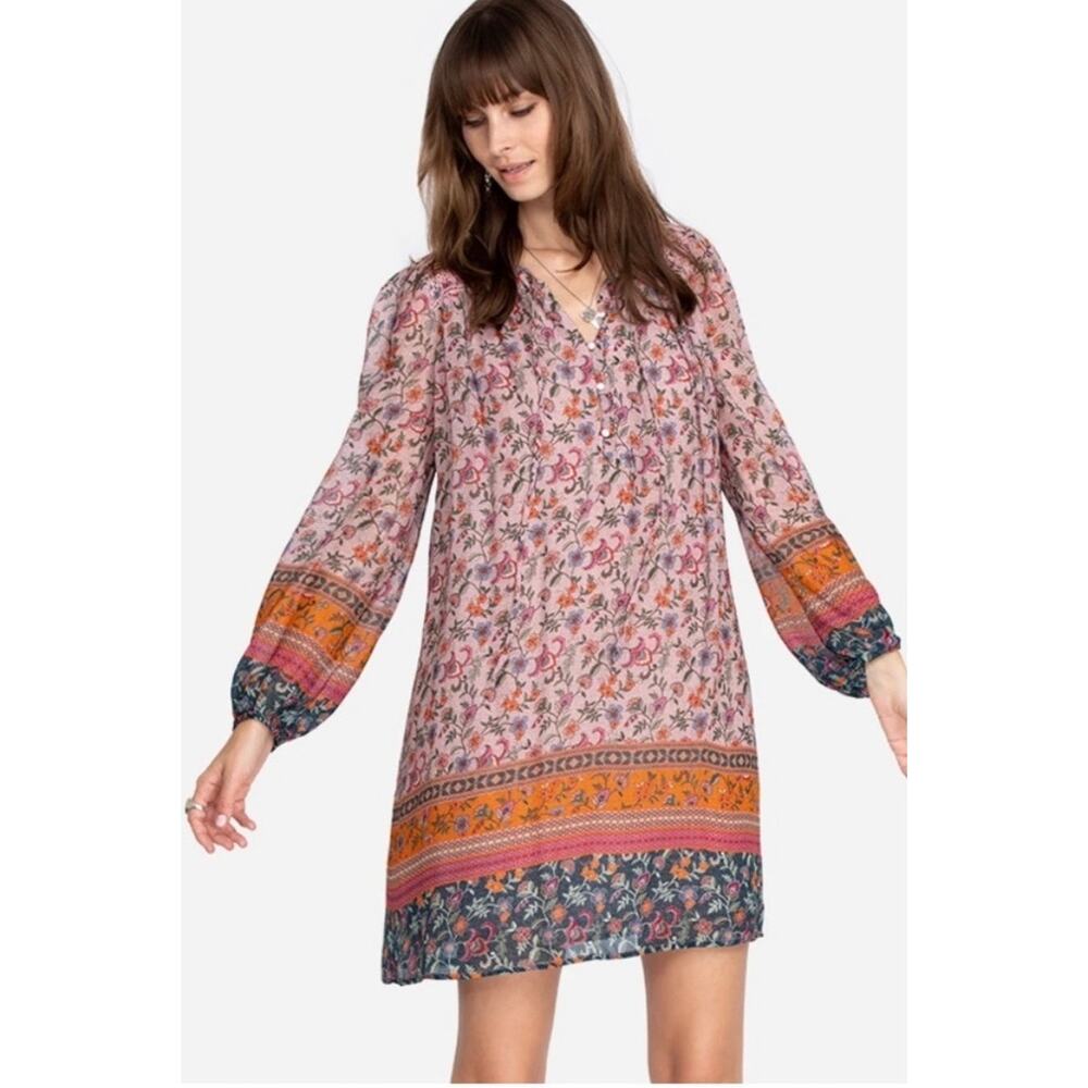 NEW Johnny Was Maha Flora Mini Dress Orange Size S